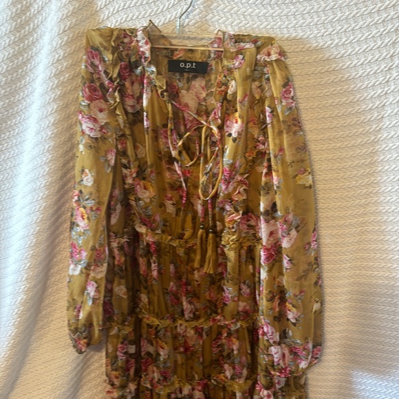 Opt brand size L women dress beautiful flower print with silky slip underneath - Picture 2 of 10